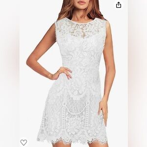 Mslg Round Neck V-Back Wedding Guest Floral Lace A Line Dress NEW